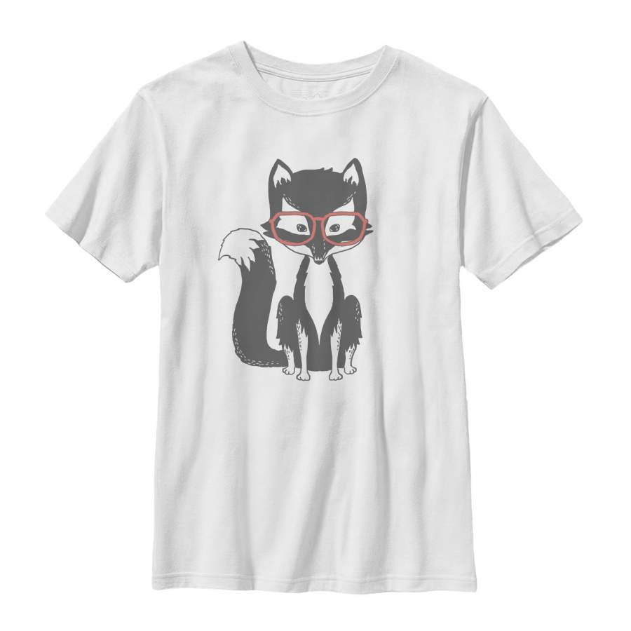 Lost Gods Boy’s Hipster Fox  T Shirt White