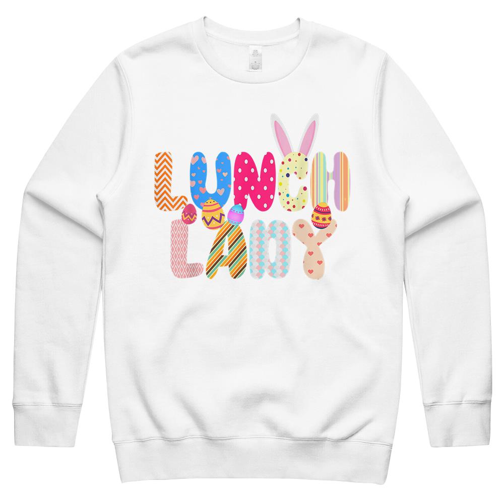 Bunny Lunch Lady Funny Egg Easter Day Floral Crewneck Sweatshirt