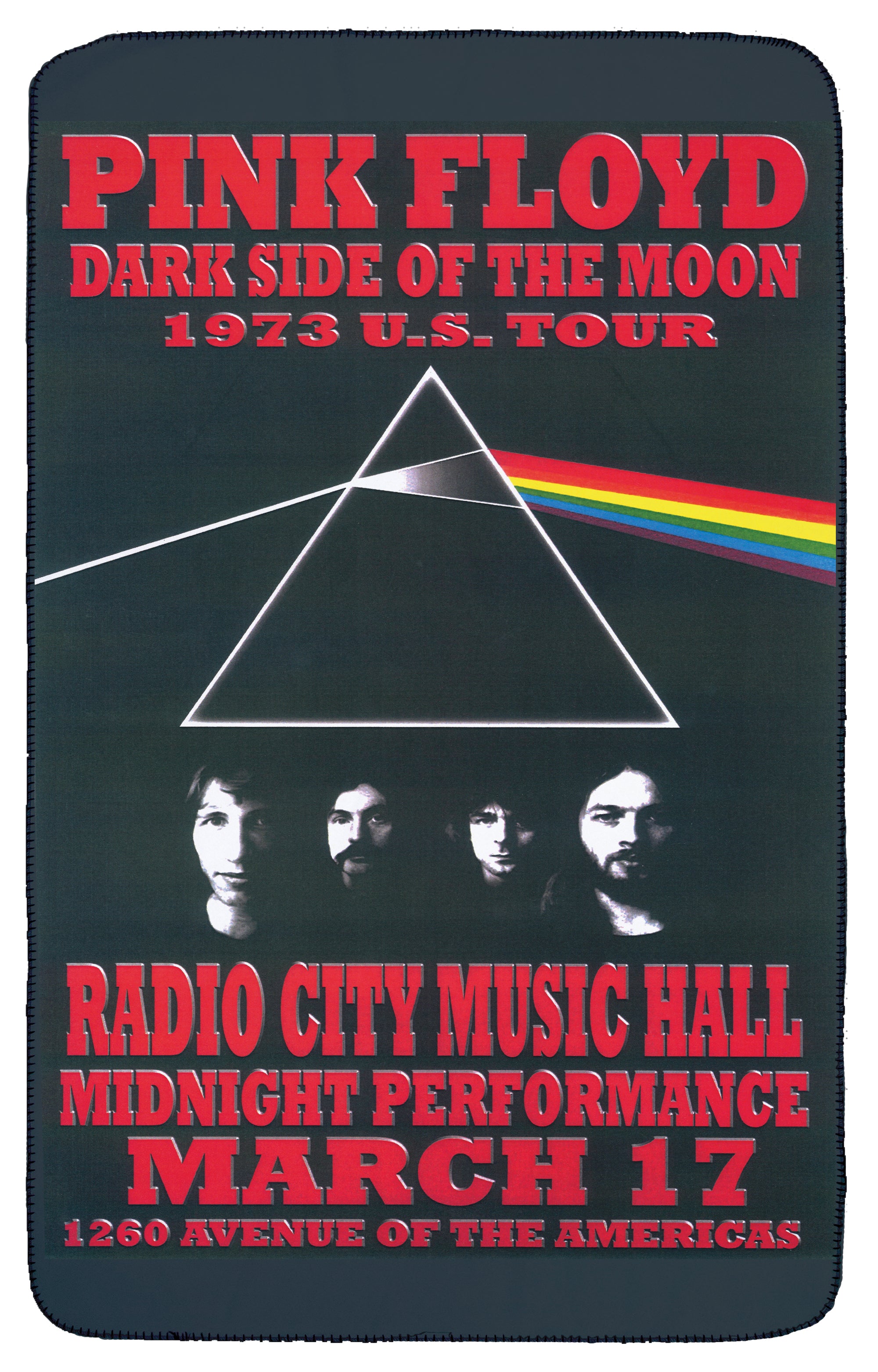 Dark Side Of The Moon Pink Floyd Tour Poster Band Blanket Arena