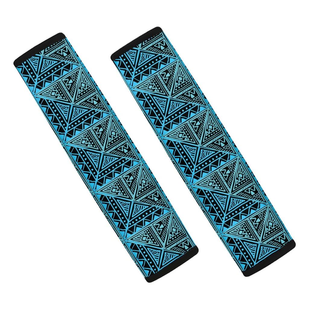 Turquoise African Ethnic Pattern Print Car Seat Belt Covers