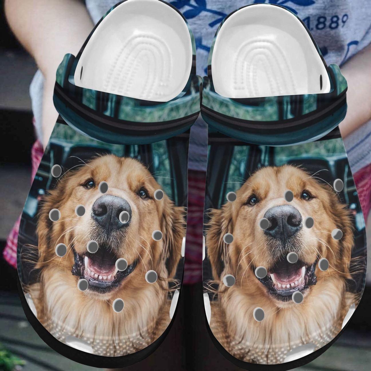 Golden Retriever Personalized Clog, Custom Name, Text, Color, Number Fashion Style For Women, Men, Kid, Print 3D Cute Face