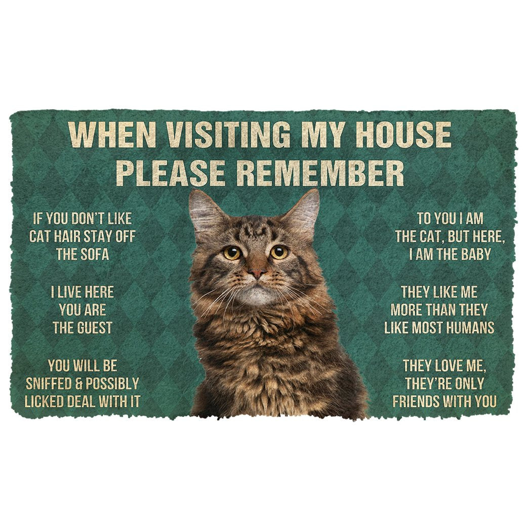 Gearhumans 3D Please Remember Maine Coon Cat House Rules Doormat