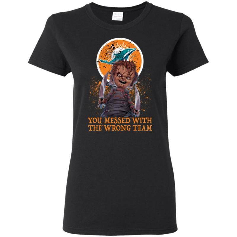 Miami Dolphins You Messed With The Wrong Team Chucky Tiffany Jason Voorhees Funny T Shirts