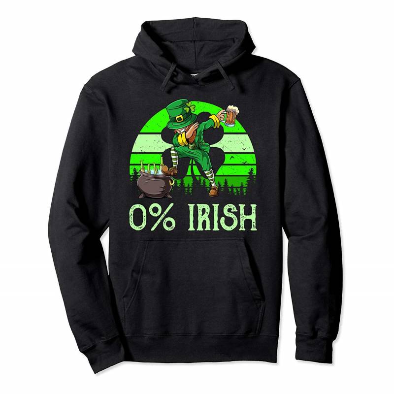 0% Irish Funny Saint Patrick’s Day Leprechaun Dab Dance Beer Pullover Hoodie