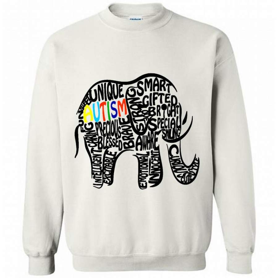 Autism Awareness Elephant (w) – Gildan Crewneck Sweatshirt