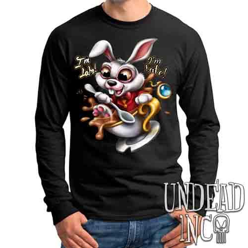 Alice In Wonderland White Rabbit I’M Late Teacup – Mens Long Sleeve Tee