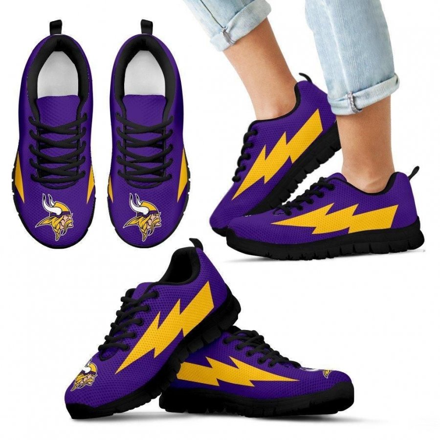 Funny Style Minnesota Vikings Sneakers Thunder Lightning Amazing Logo #109