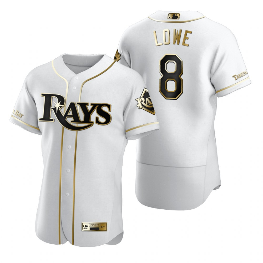 Tampa Bay Rays #8 On Lowe MLB Golden Brandedition White Jersey Gift For Rays Fans