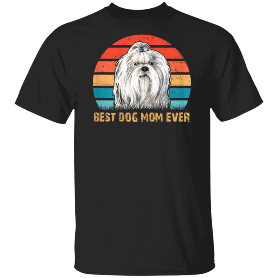 Womens Women’s Quote Best Dog Mom Ever Vintage Shih Tzu Lover Gift T Shirt