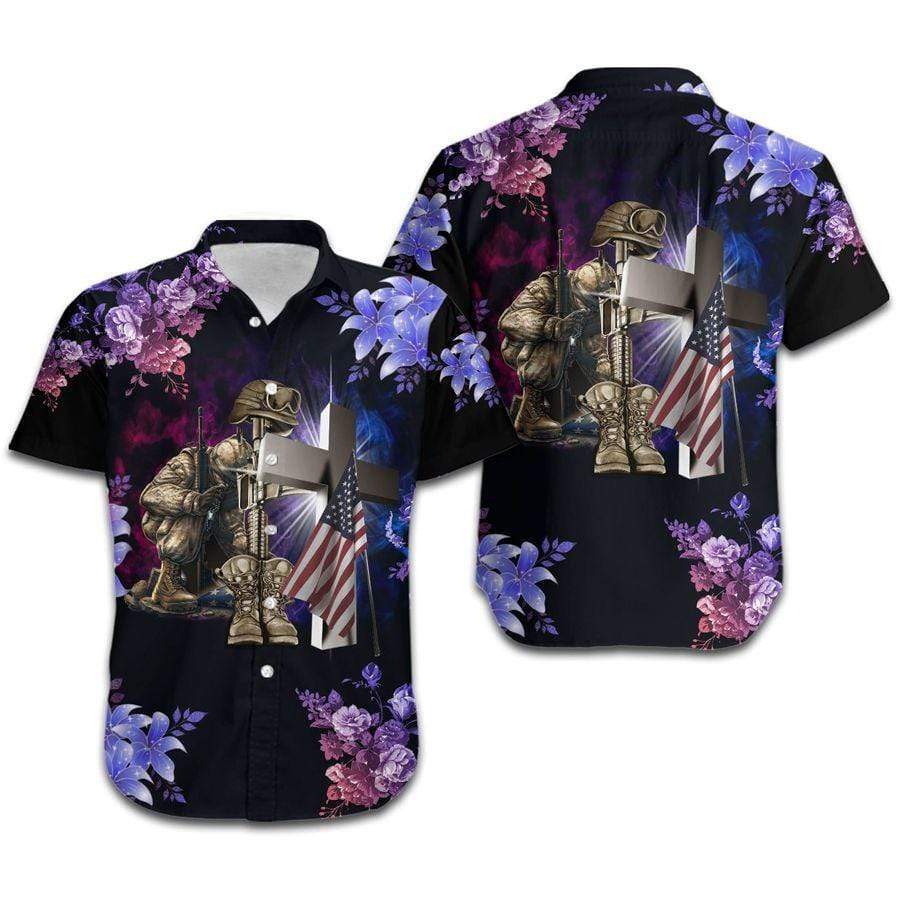 Veteran And Jesus Cross Hawaiian Shirt | For Men & Women | Adult | Hw9706