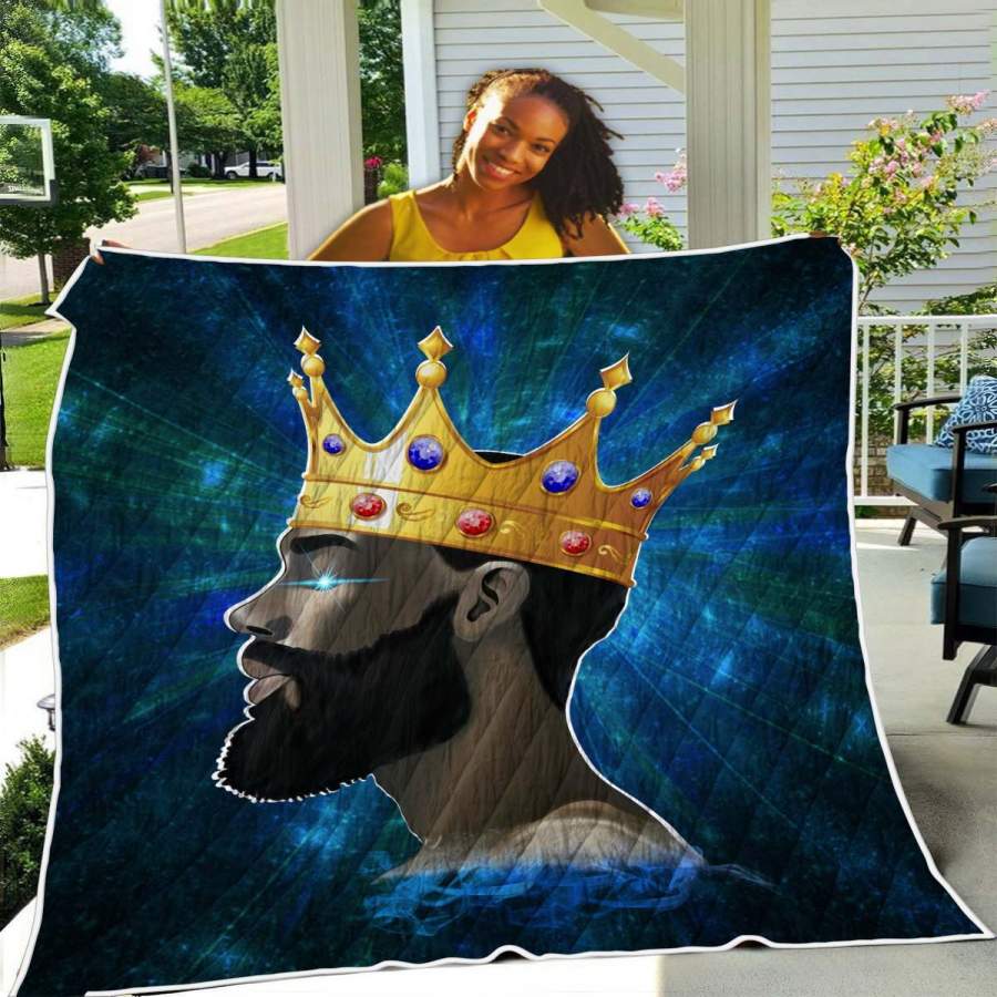 Pride African Man Art Quilt Blanket – Black King In Me Quilt Blanket Christmas Gift Ideas