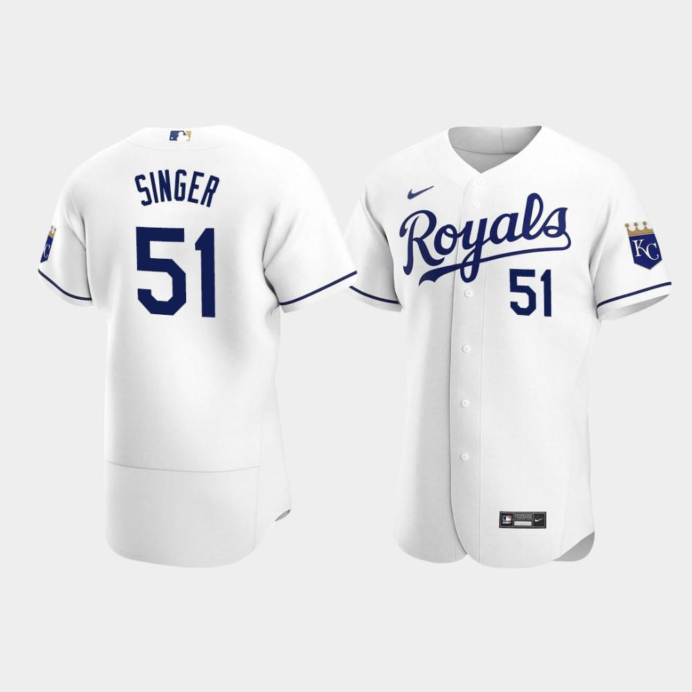 Brady Singer 51 Kansas City Royals White Home Jersey