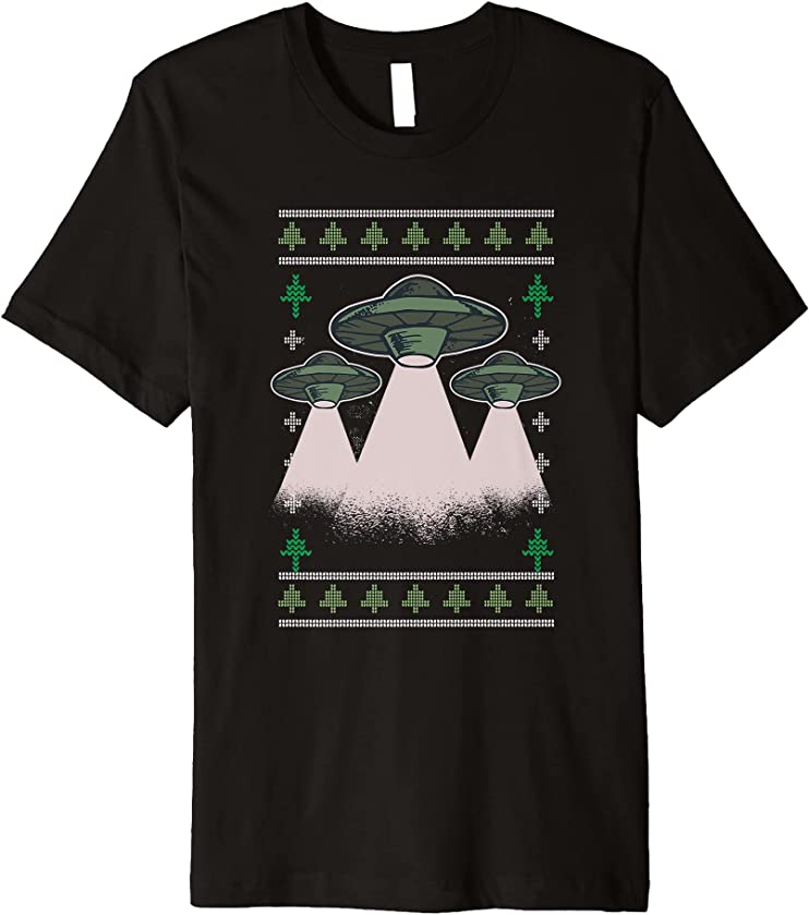 Ugly Christmas Alien Santa Claus New Year Spaceship UFO Premium T-Shirt