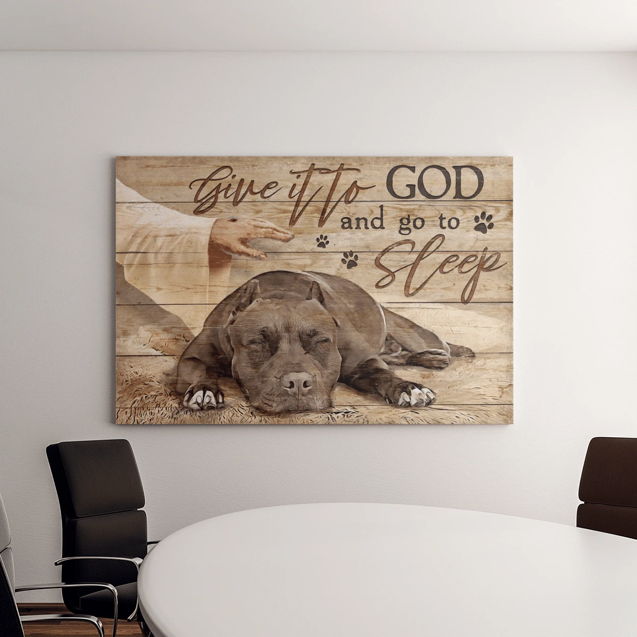 Tmarc Tee Pit Bull Give It To God And Go To Sleep Landscape Canvas Print Wall Art