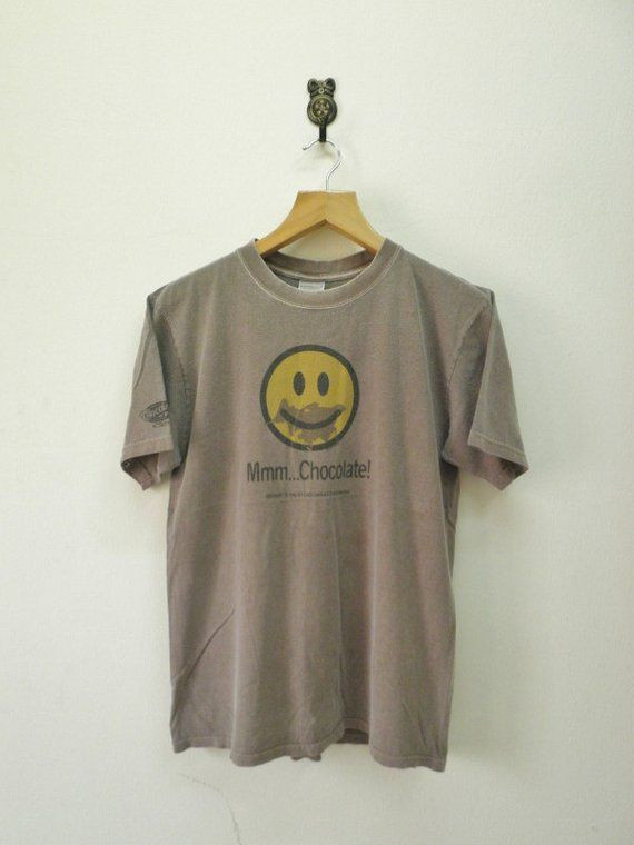 Vintage Crazy Shirt Smiley Chocolate Shirt Street Wear Hip Hop Top Tee Shirt