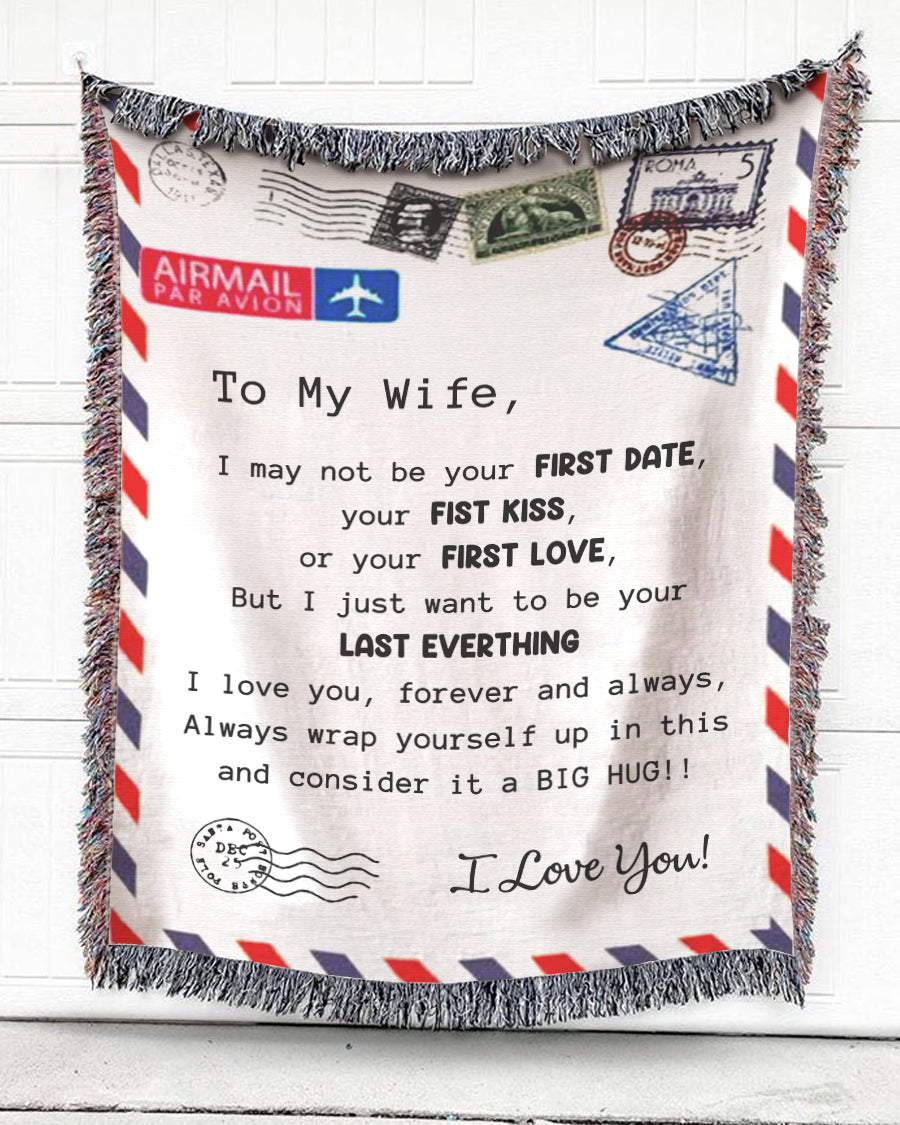 Woven Throw For Wife Wedding Anniversary Gift, Your Last Everything, Cotton Blanket