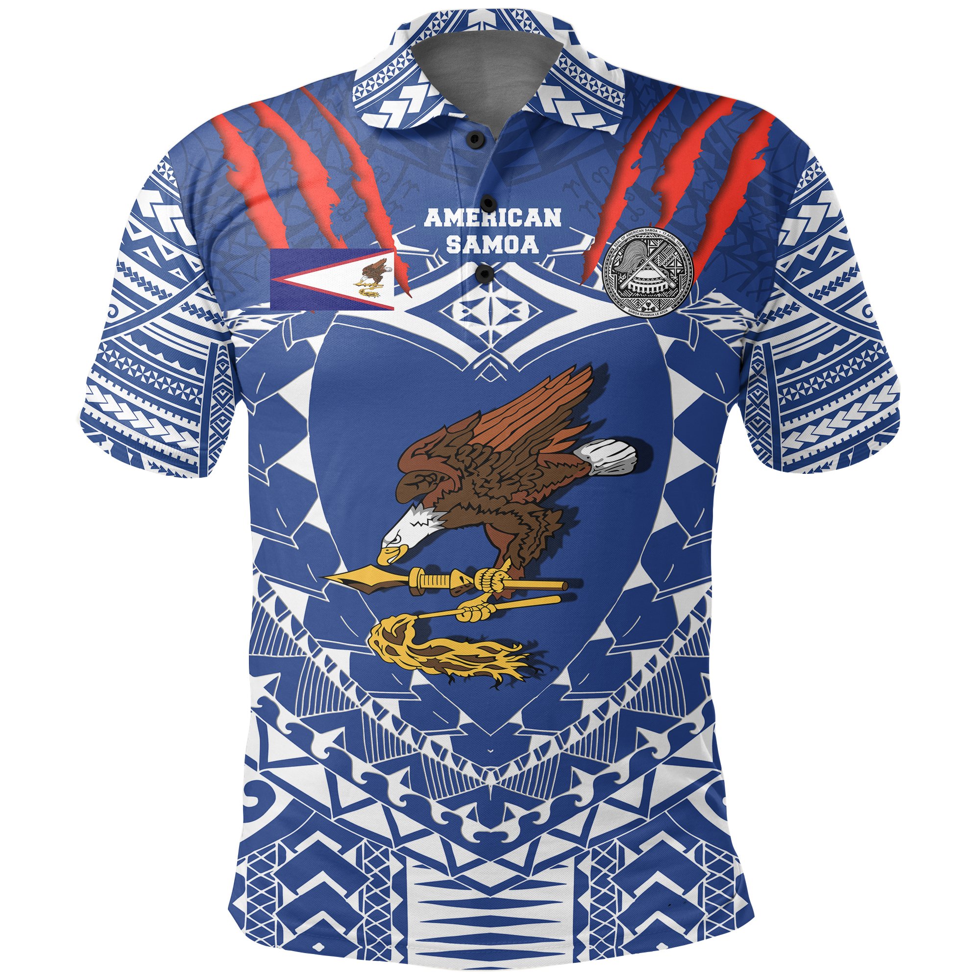 American Samoa Tattoo Rugby Polo Shirt K5