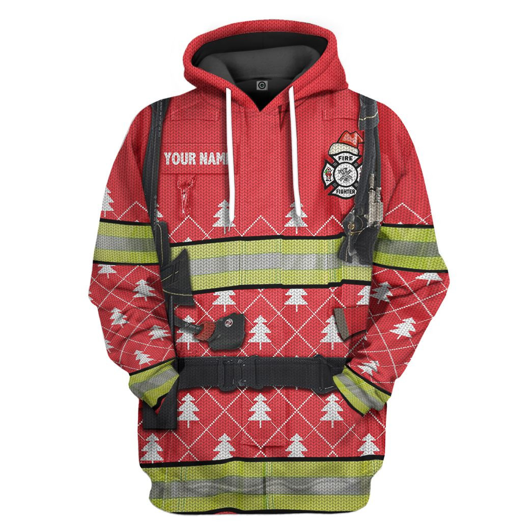 3D Firefighter Ugly Sweater Custom Name Tshirt Hoodie Apparel