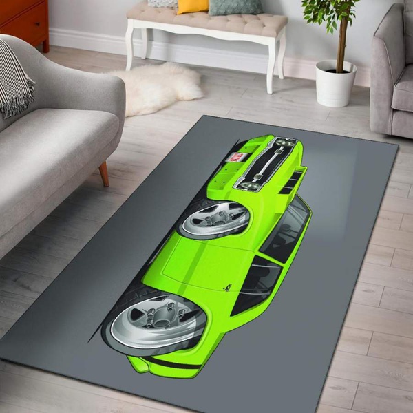 1969 Dodge Dart Car Art Area Rug Green