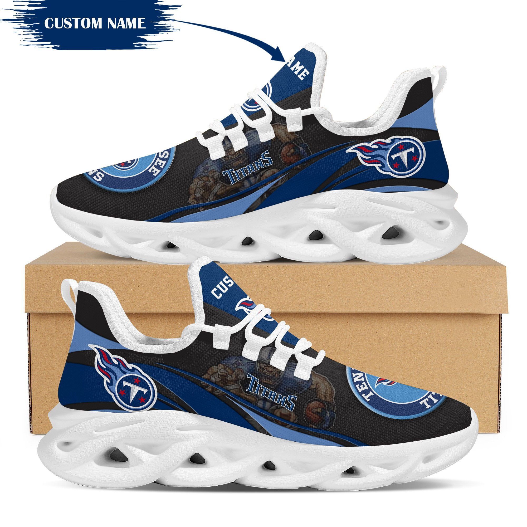 Tennessee Titans Mascot Custom Name Personalized Max Soul Sneakers Running Sports Shoes For Men