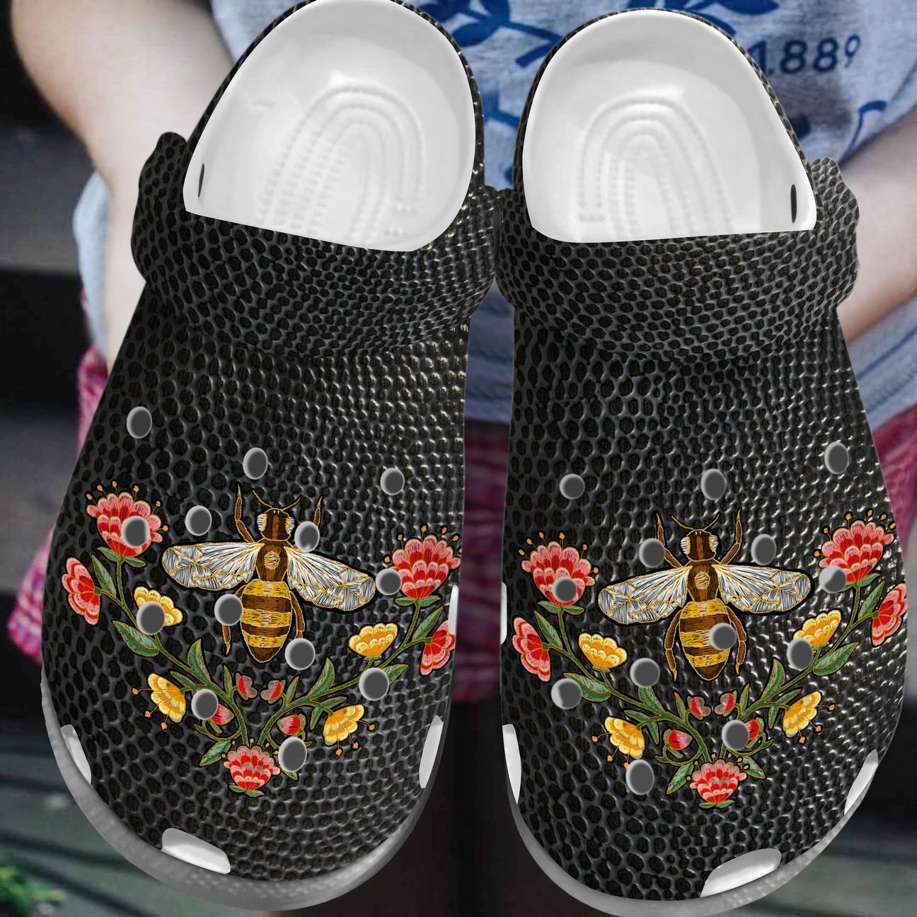 Bee Personalized Clog, Custom Name, Text, Color, Number Fashion Style For Women, Men, Kid, Print 3D Embroidery Bee