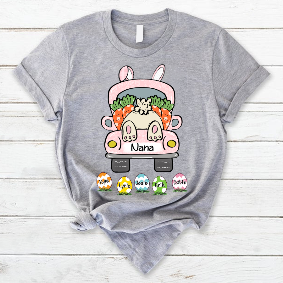 Personalized Truck Easter Bunny Grandma With Grandkids T-Shirt