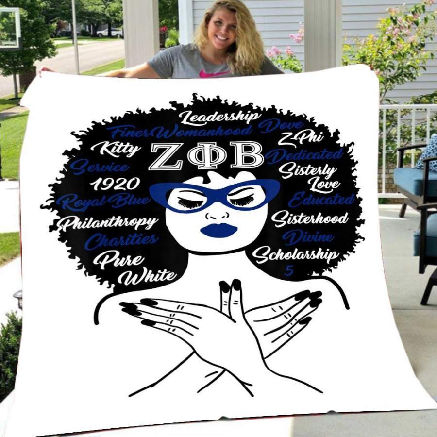 Custom Blanket Zeta-Phi-Beta Pretty Black-Girl Proud Sorority Greek Blanket – Fleece Blanket