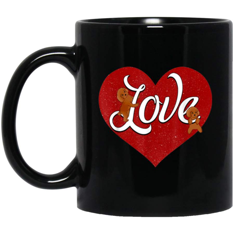 Cute Doodle Mug With Sweet Heart And Funny Puppy Poodle Gift Mug