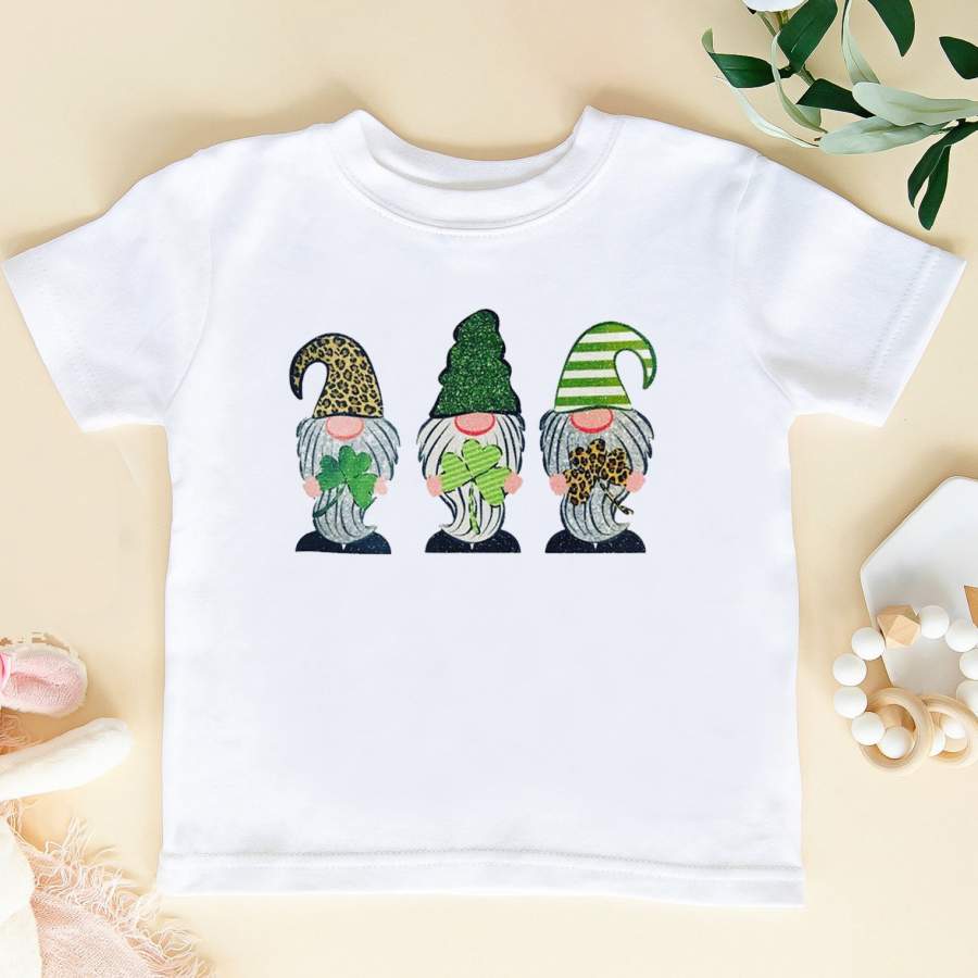 St patricks day lucky 3 gnome leopard kids shirt – GST