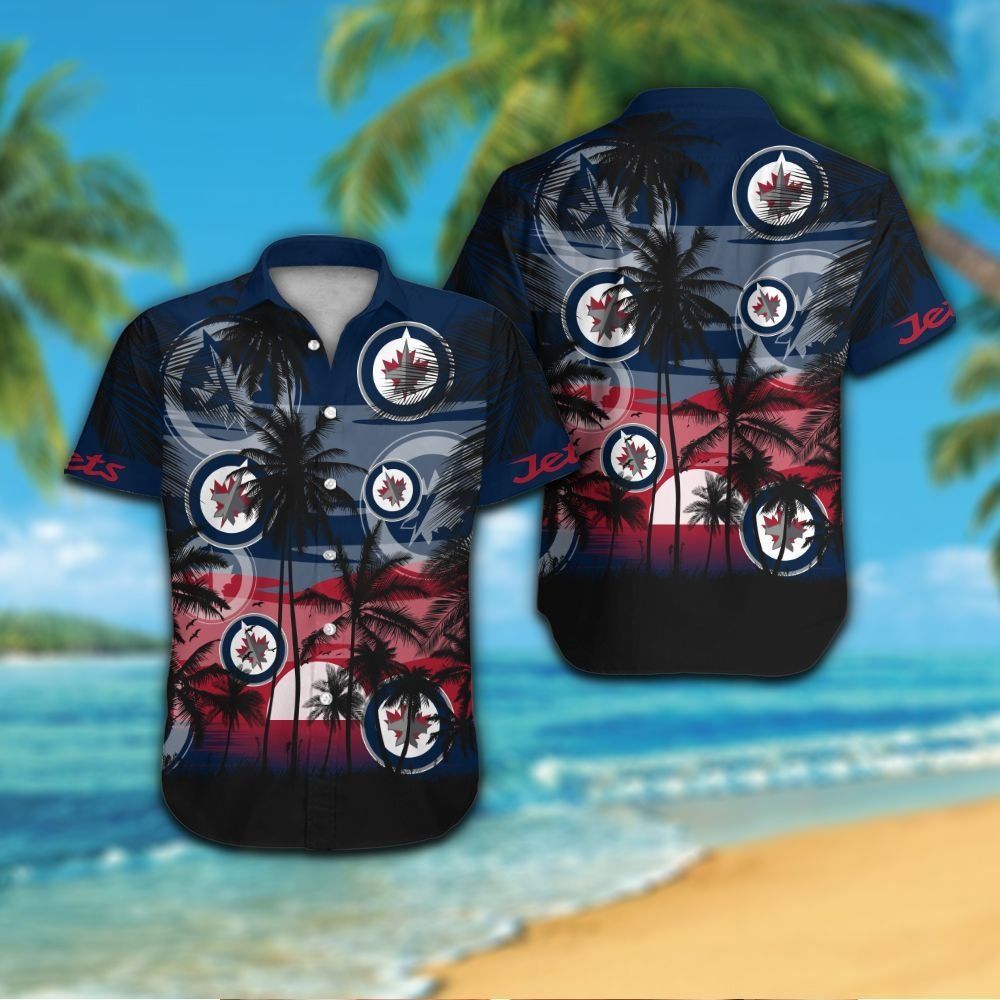 Winnipeg Jets Short Sleeve Button Up Tropical Hawaiian Shirts