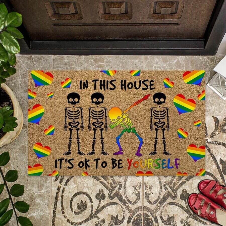 In This House It’s Ok To Be Yourself 3D All Over Printing Doormat