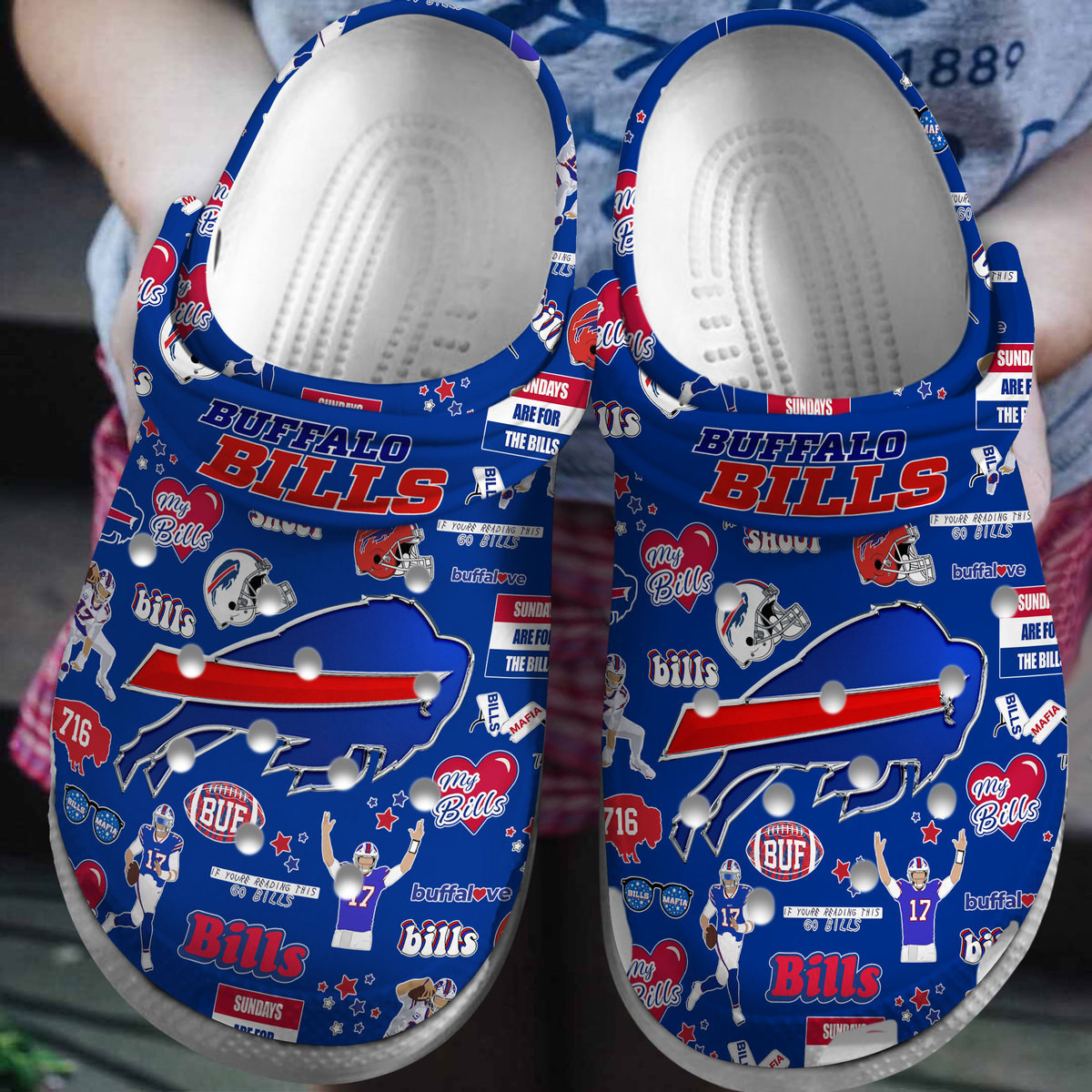 Buffalo Bills NFL Sport Crocs Crocband Clogs Shoes Comfortable For Men Women and Kids 5