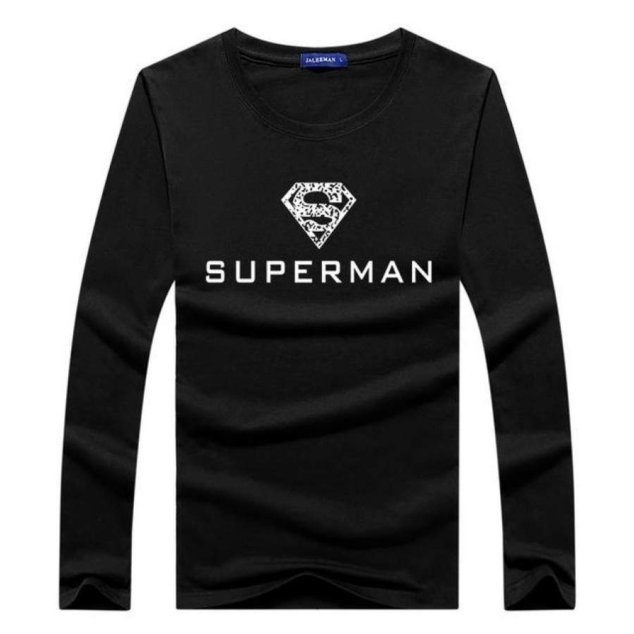 Men Long Sleeve Superman Print Hip Hop T Shirt Full Sleeves Printed Clothes Boys