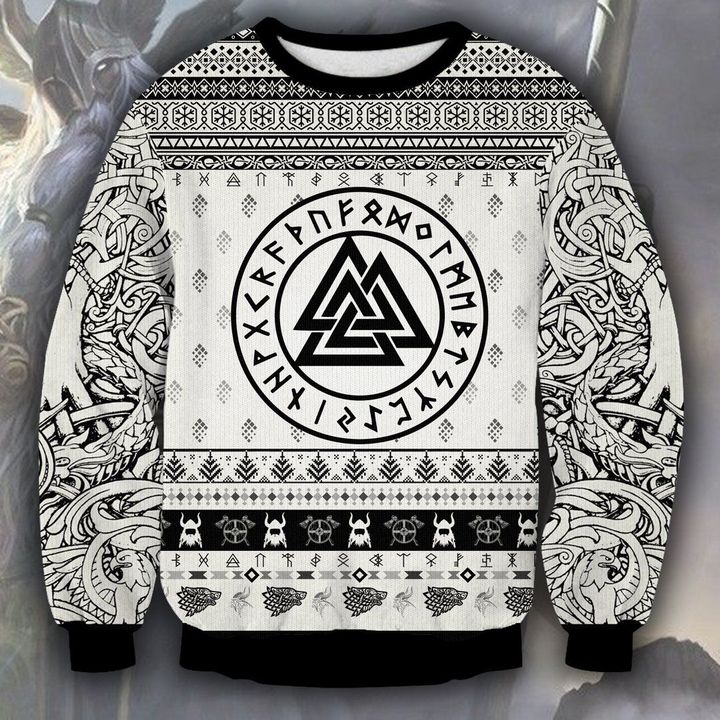 Viking Black And White Ugly Christmas Sweater | Unisex | Adult | Us1935