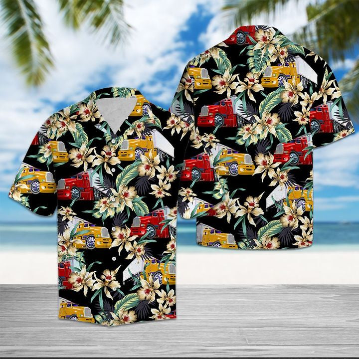 Truck Floral Vintage Hawaiian Shirt Summer Button Up For Men, Women, Couple