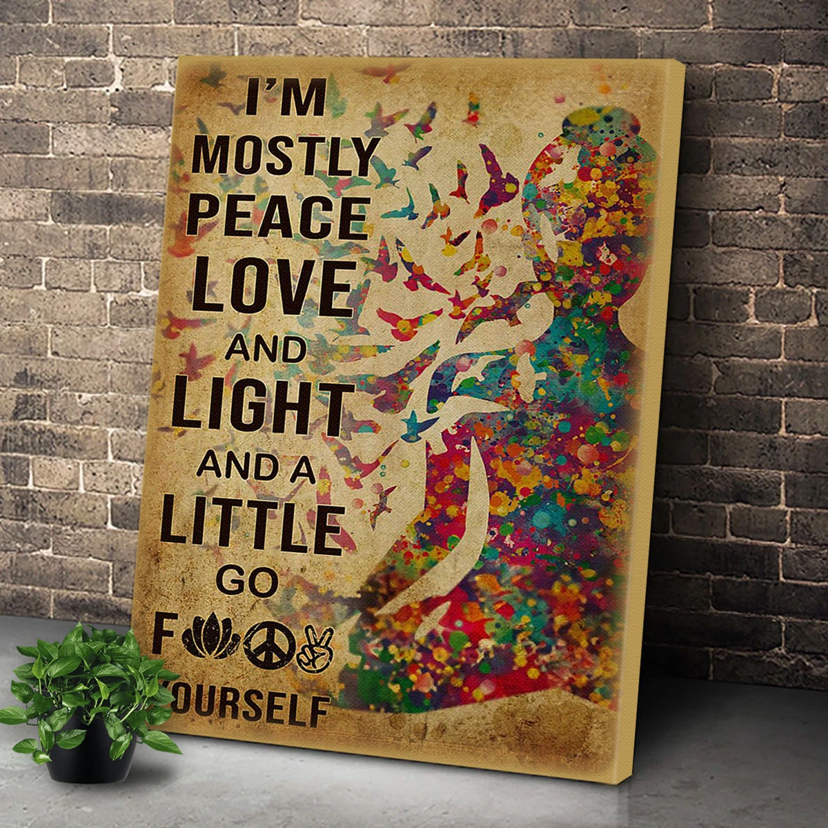 Yoga I’M Mostly Peace Love And Light Premium Wall Art Canvas