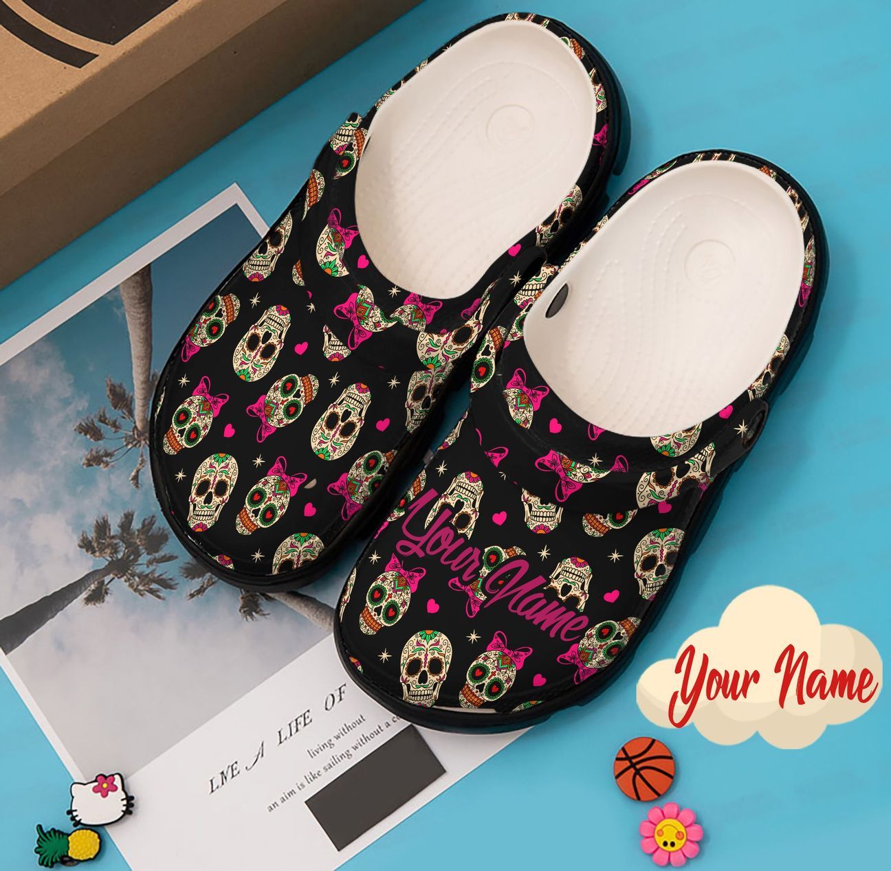 Skull Personalized Clog, Custom Name, Text, Color, Number Fashion Style For Women, Men, Kid, Print 3D Sugar Skull