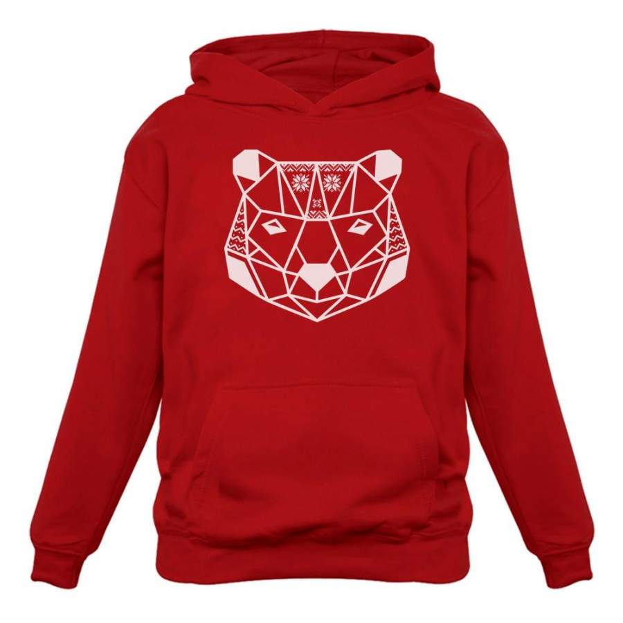 Christmas Polar Bear Geometric Snowflakes Hoodie