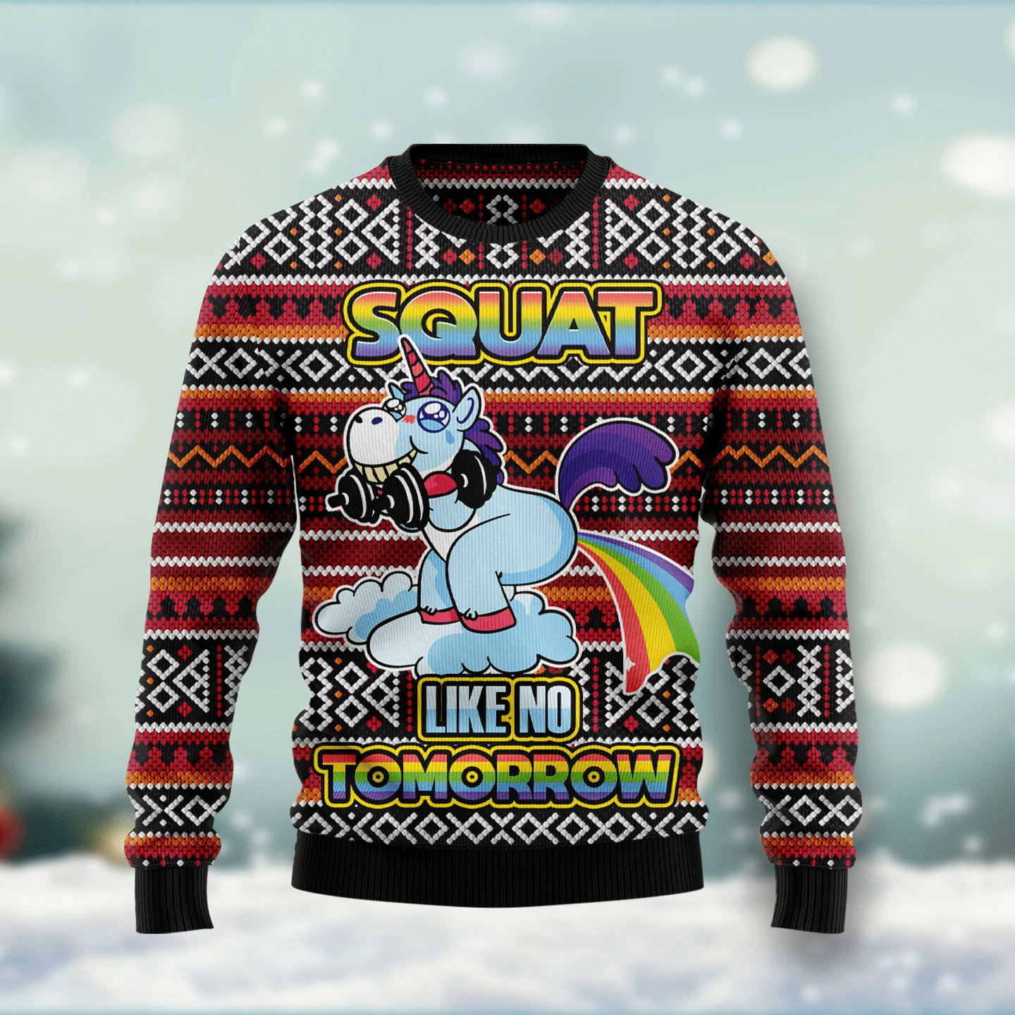 Unicorn Squat Like No Tomorrow Christmas Ugly Sweater