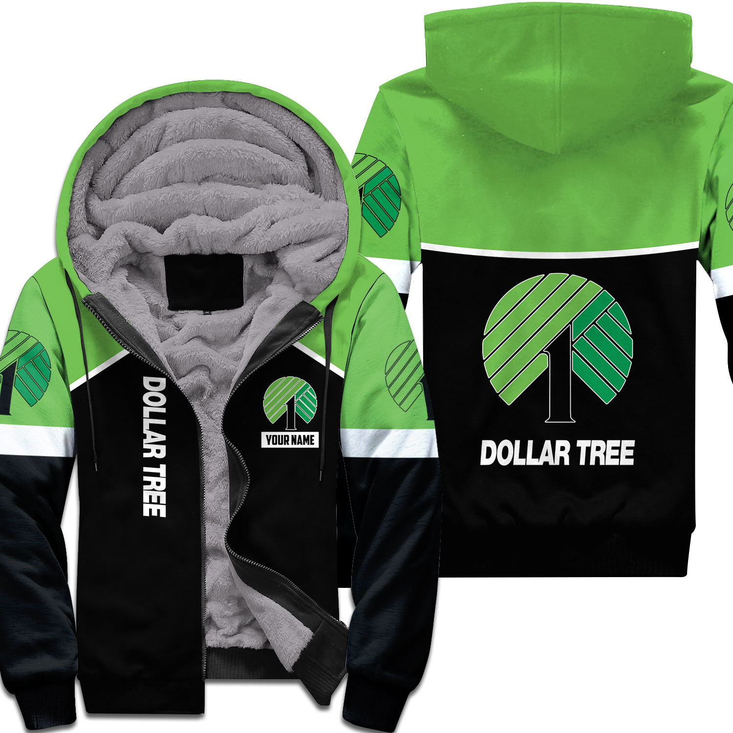 Personalized Dollar Tree Green Aop Fleece Hoodie #Dh