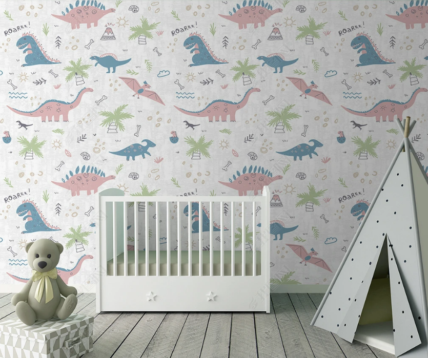 3D Cartoon Animal Dinosaur Kids Wall Mural Wallpaper Lqh 391