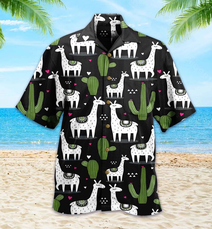 Cactus Llama Black Hawaii Shirt Ha5664