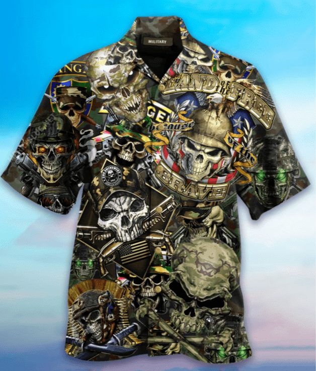 Order Skull Land Of The Free Unisex Hawaiian Aloha Shirts V