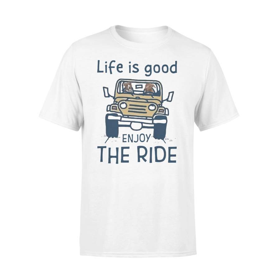 Pitbull Life Is Good Enjoy The Ride Yellow Car T-shirt