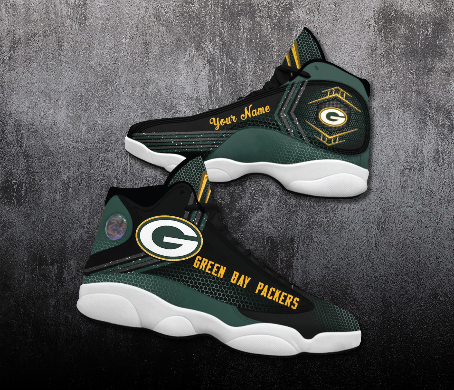 Green Bay Packers Air Jordan 13 Custom Name Personalized Shoes