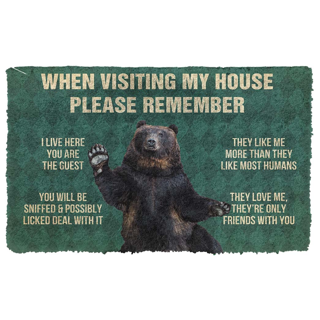 Gearhumans  Gearhuman 3D Please Remember Black Bears House Rule Custom Doormat