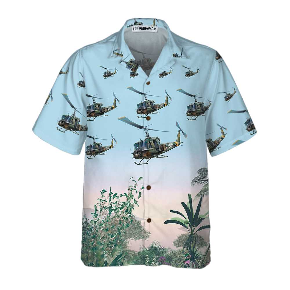 Us Army Helicopter Hawaiian Shirt, Tropical Helicopter Shirt For Men