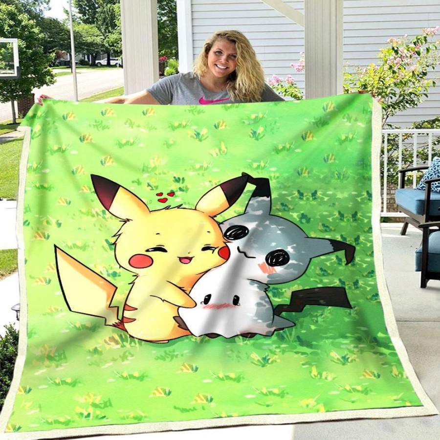 Mimikyu and Pikachu Fleece Blanket