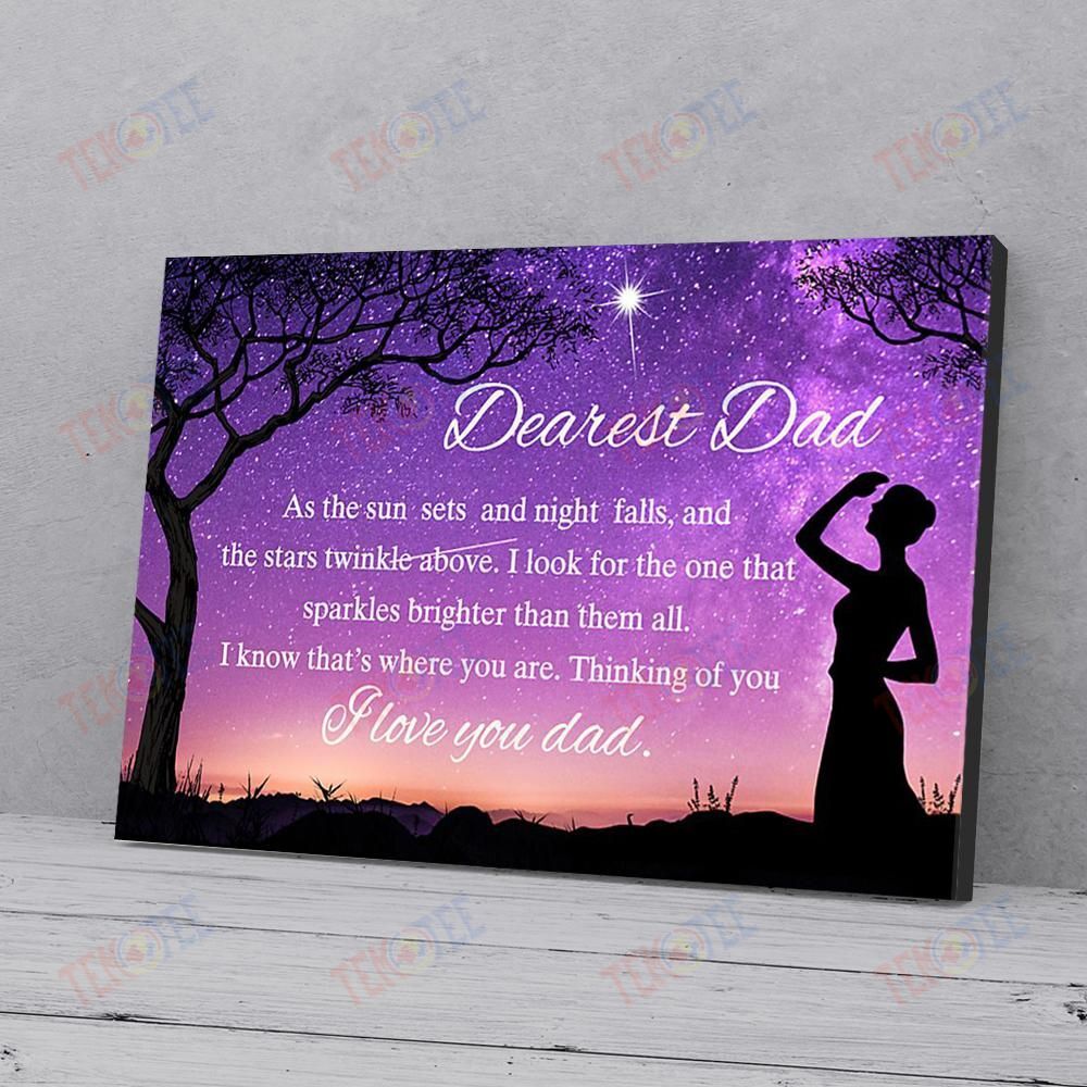 Canvas Prints Dearest Dad I Love You Daughter In Sparkling Night Canvas Pretty Living Room Bedroom Bathroom Home Decoration