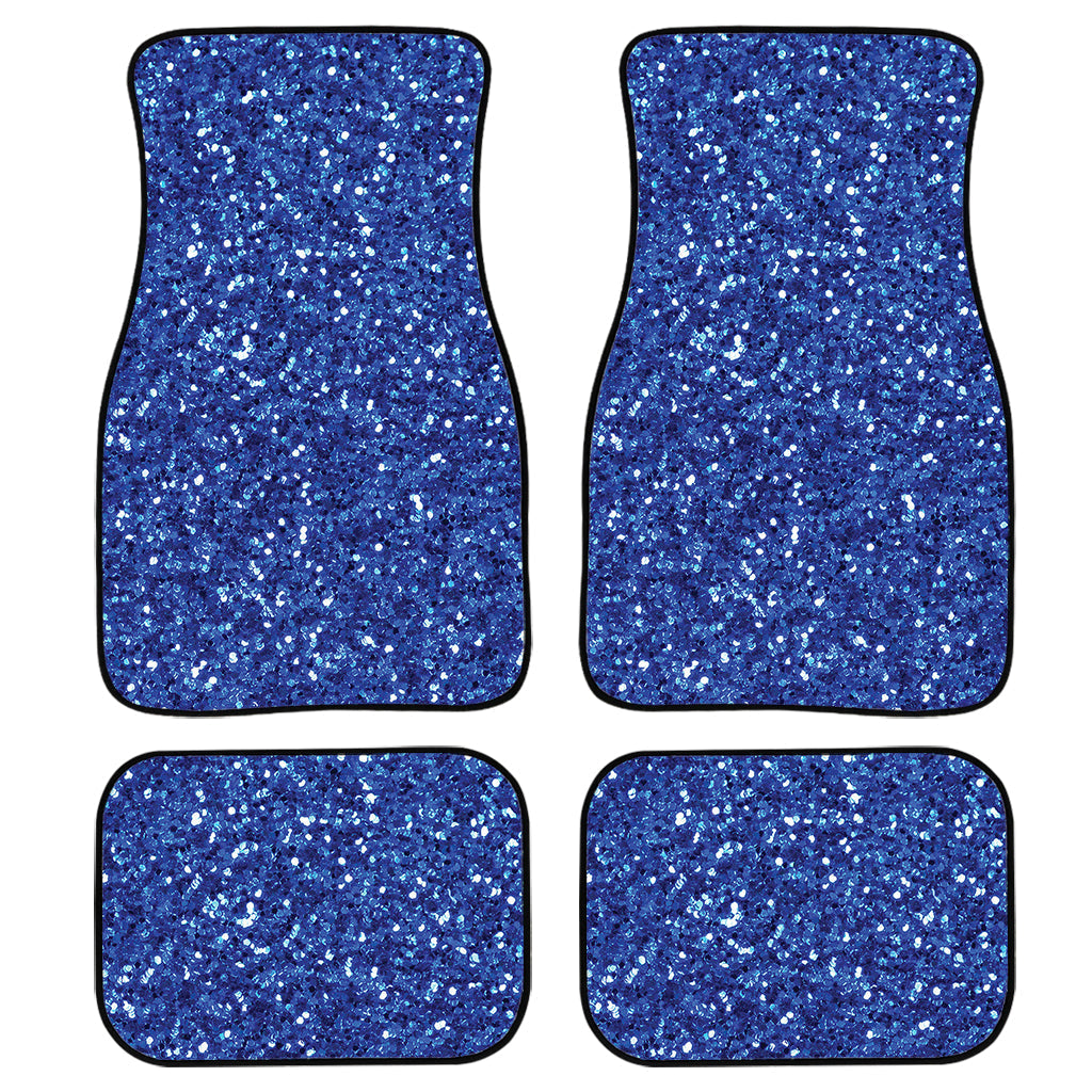 Blue Glitter Texture Print Front And Back Car Floor Mats, Front Car Mat